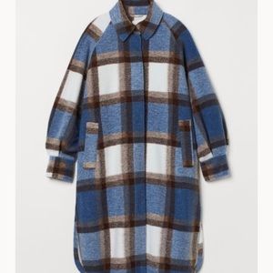 H&M blue plaid oversized jacket NWT